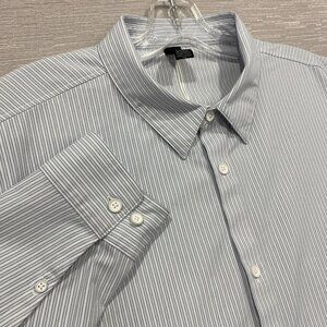 Lululemon New Venture Shirt Mens 2XL Blue Striped Classic Fit Button Up
